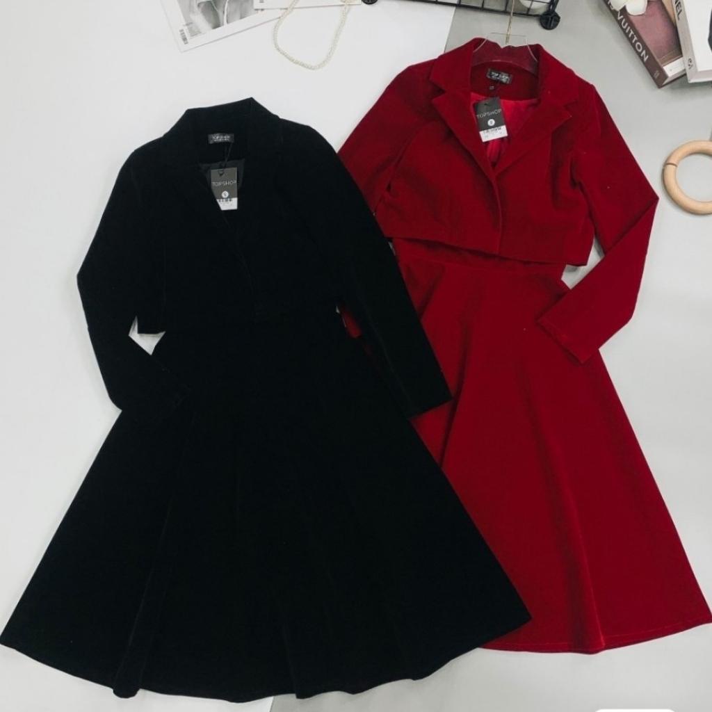 Set áo váy 2 dây thiết kế set áo đầm xòe màu đỏ trẻ trung xinh đẹp HN clothing | BigBuy360 - bigbuy360.vn