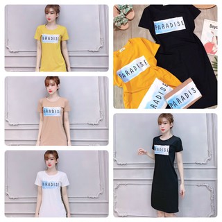 Đầm suông thun thái thun mịn mát xẻ tà