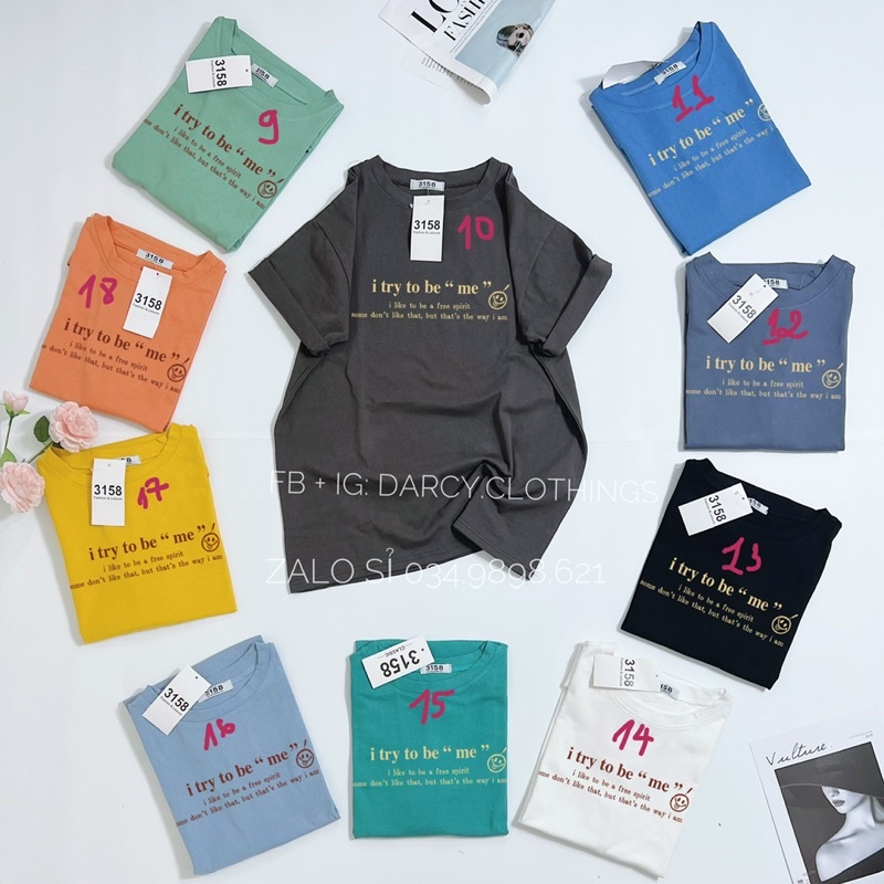 áo thun 3158 ✨ FREESHIP ✨ áo thun chữ i try vintage nam nữ