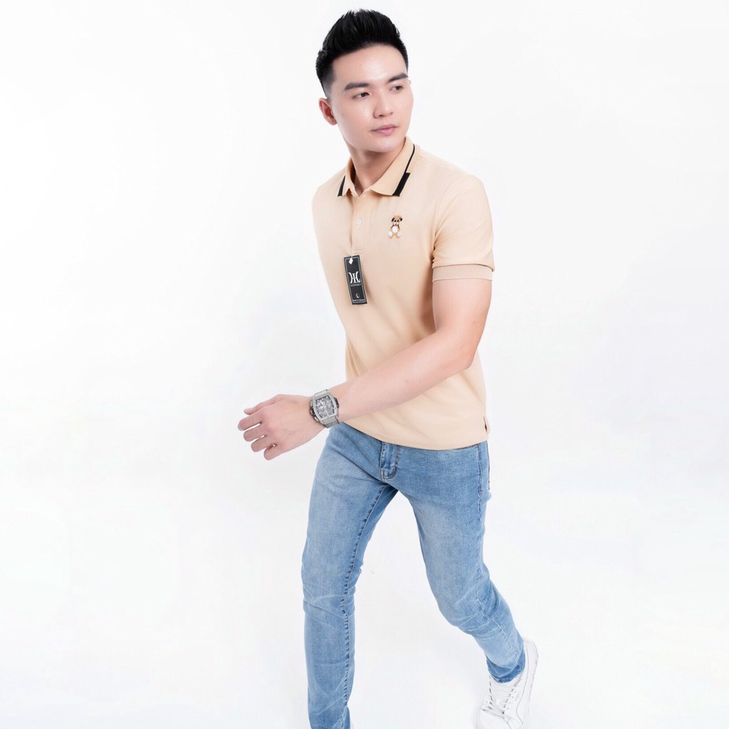 Áo Polo Nam Ngắn Tay cổ bẻ họa tiết Thêu gấu chất liệu vải Cotton cao cấp