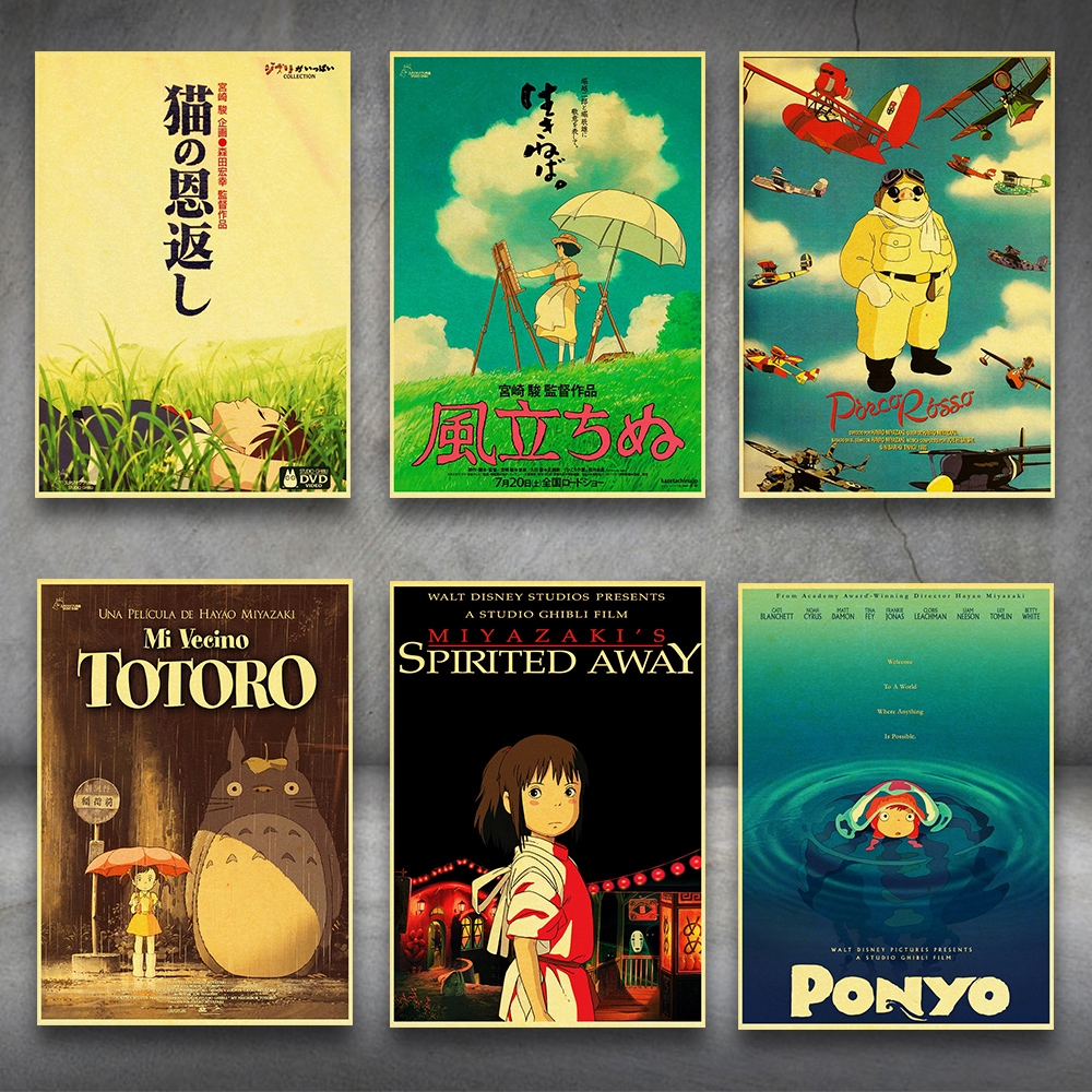 Áp Phích Treo Tường In Hình Hayao Miyazaki Phong Cách Retro Chất Lượng Cao Trang Trí Nội Thất
