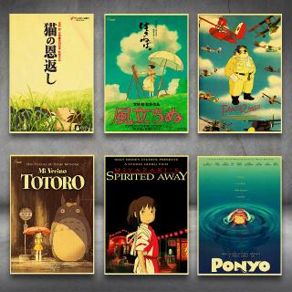 Áp phích treo tường hình phim của đạo diễn Hayao Miyazaki trang trí đẹp mắt