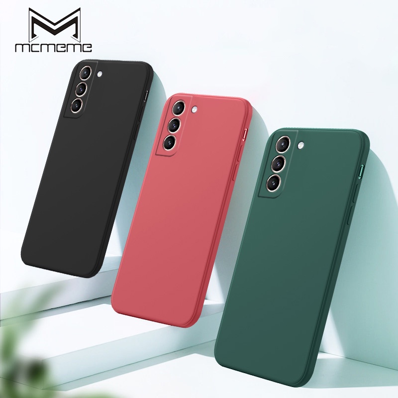 Ốp điện thoại silicon mềm dáng vuông màu trơn bảo vệ camera cho Samsung Galaxy S21 Ultra S20 Plus FE