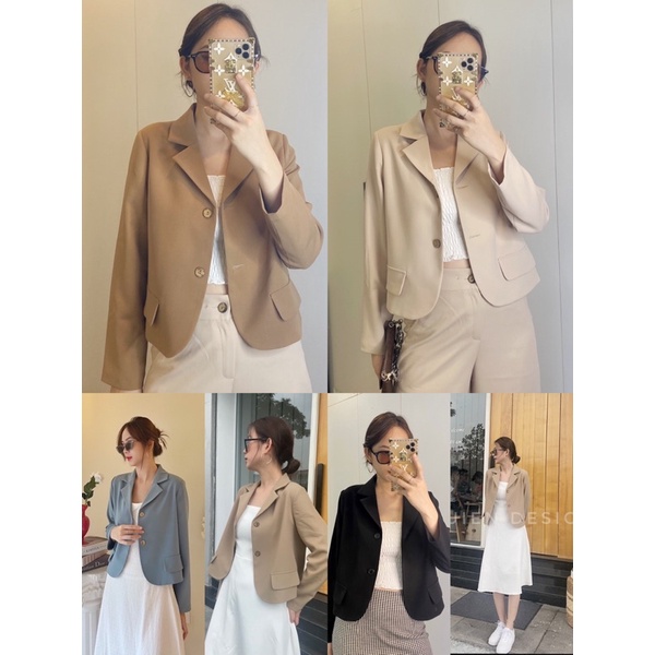 Áo blazer nữ 1 lớp dáng ngắn tay dài Huien Design thời trang công sở trẻ trung, áo vest nữ Hàn Quốc màu sắc | BigBuy360 - bigbuy360.vn