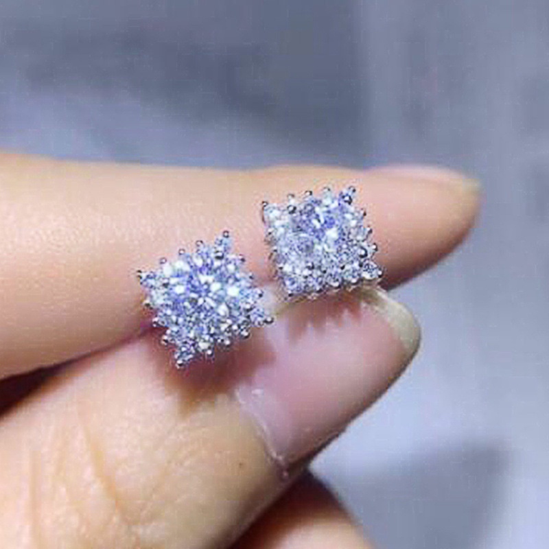Khuyên Tai Hình Vuông Đính Đá Zircon Phong Cách Mới Cho Nữ