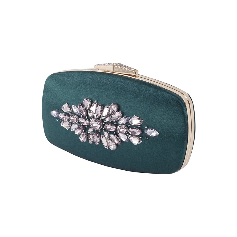 Túi dự tiệc sang trọng lụa satin đính đá trang nhã