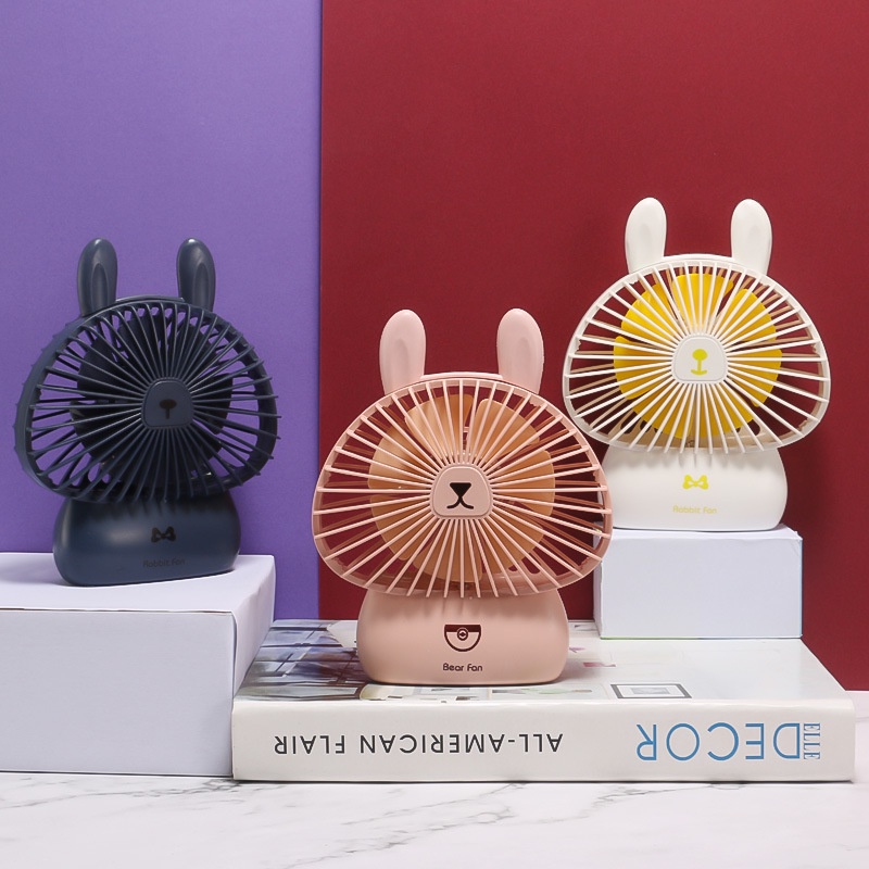 Quạt sạc tích điện mini Gấu Bear Fan có đèn led Cầm tay - để bàn 3 chế độ siêu mát 7 cánh BH 3 THÁNG