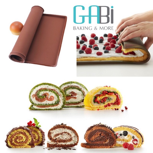 Tấm silicon cuộn bánh màu nâu 26*31cm