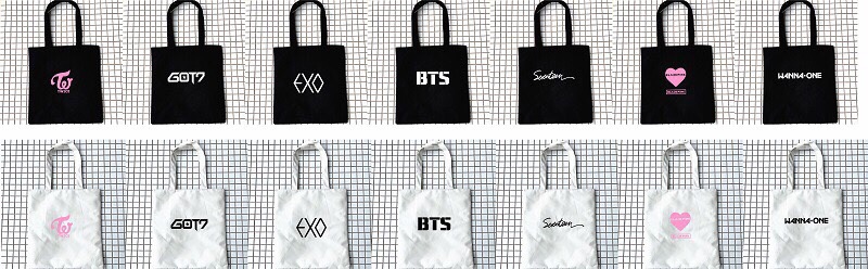 Túi Tote sành điệu Blackpink EXO BTS WANNA ONE TWICE (màu đen)