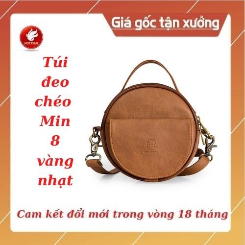 [Hàng cao cấp bảo hành 18 tháng] Túi đeo chéo Min 8 vàng nhạt cao cấp