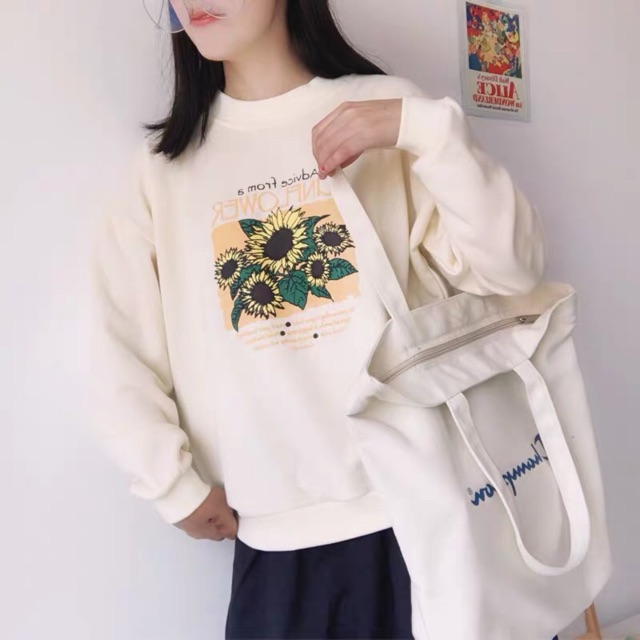 Áo sweater nỉ unisex form rộng SunFlower, thời trang thu đông ulzzang Wind | BigBuy360 - bigbuy360.vn