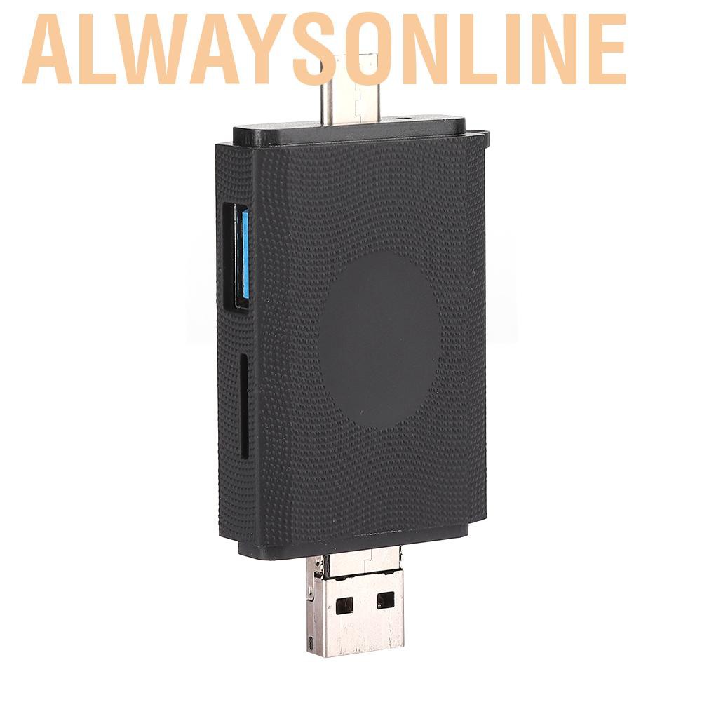 Alwaysonline 6 in 1 USB3.0 Type-C Memory Card Reader OTG Micro USB for Mobile Phone Laptop PC