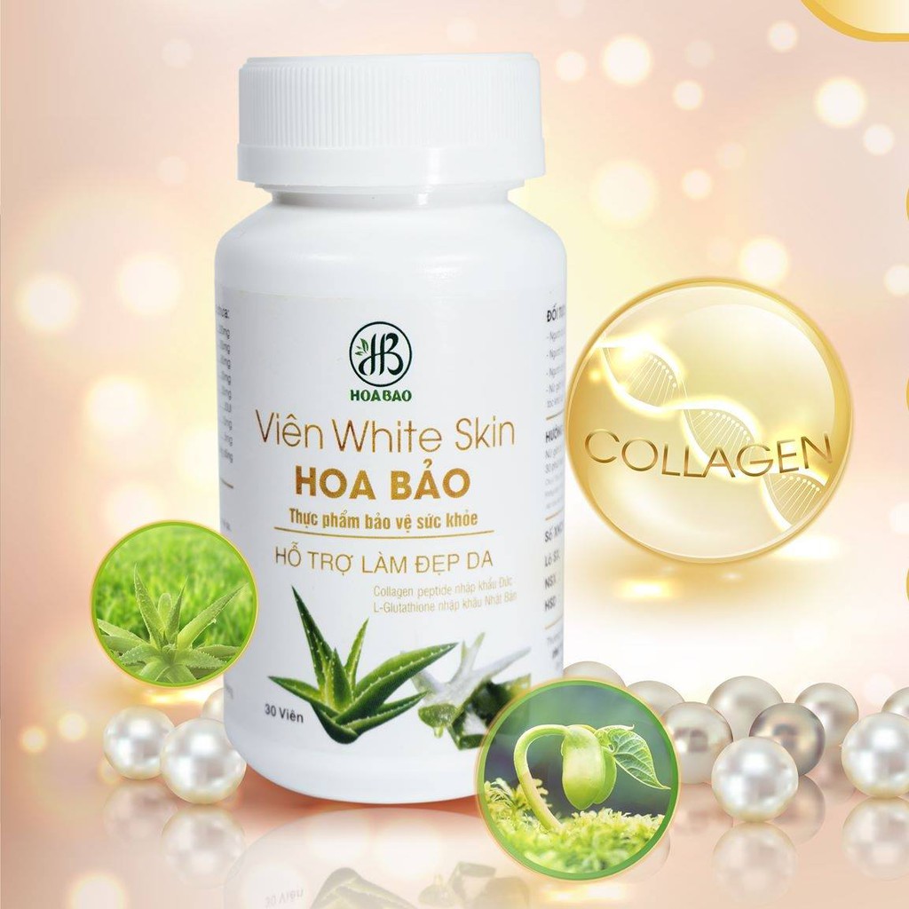 [ Trắng Da ] Viên uống trắng da White Skin bổ sung collagen,Giúp bảo vệ da, giảm lão hóa da, tăng độ ẩm cho da, sáng da