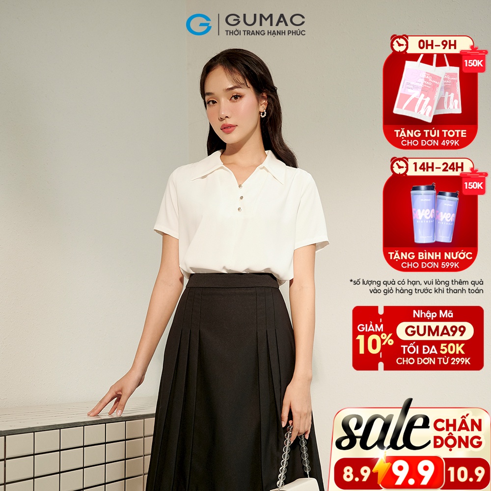 Áo sơ mi nữ công sở thiết kế cổ bâu nẹp V AC07060 thời trang GUMAC