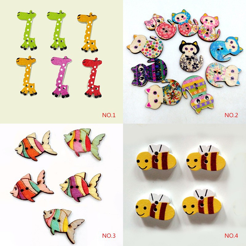 Bộ 50 nút gỗ hình hưu cao cổ cho trẻ em