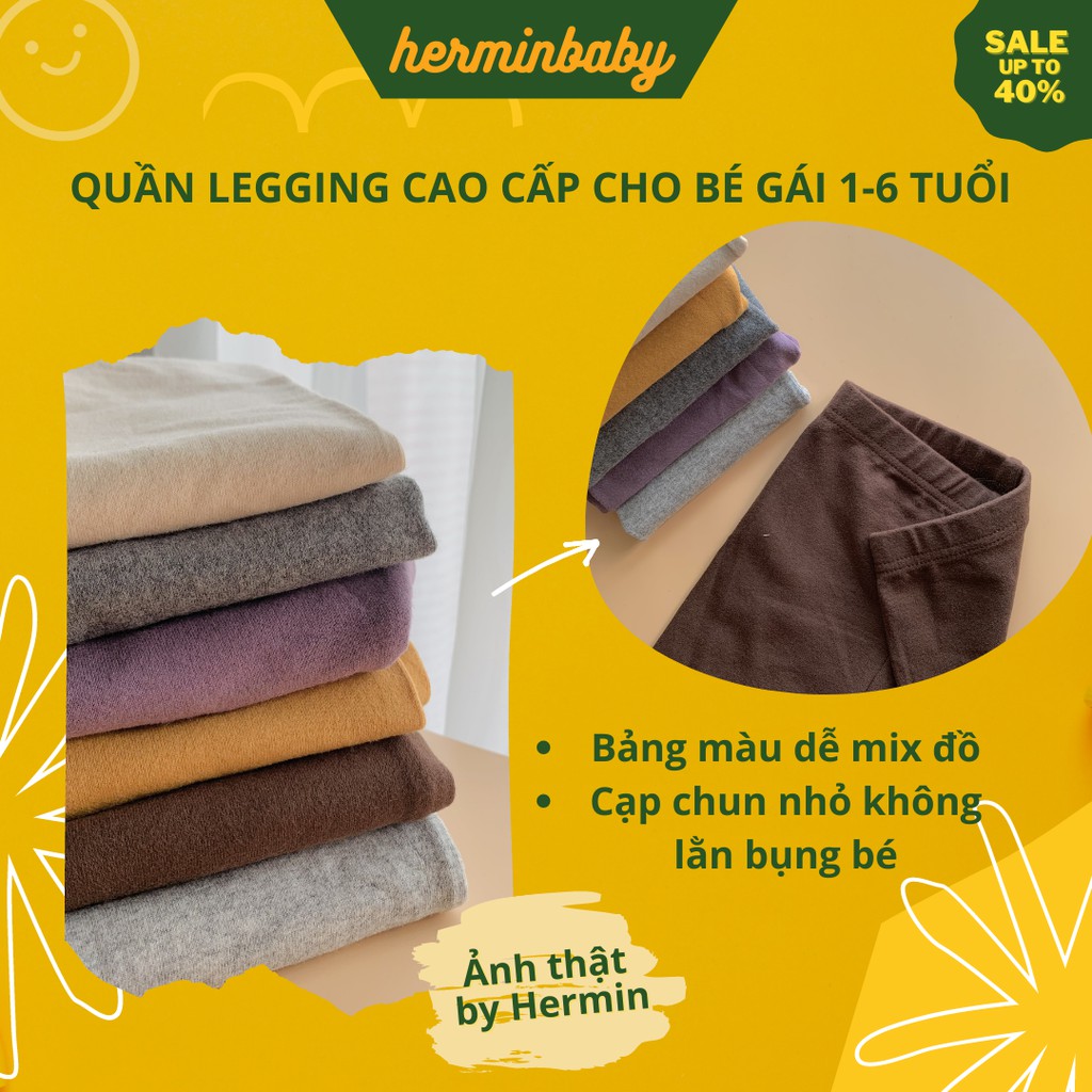 Quần legging bé gái 1-6 tuổi 100% cotton cực xịn màu sắc vintage dễ phói đồ