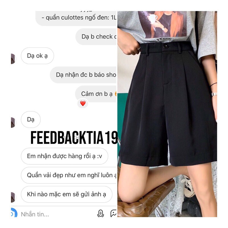 Quần culottes ngố đen Tia19. Quần short đùi ống rộng