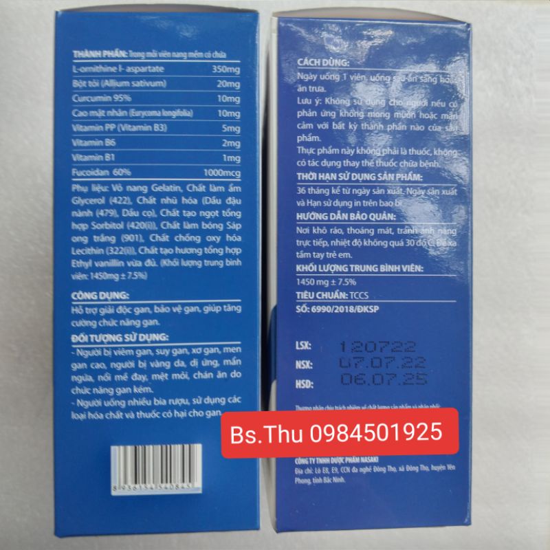 ORNISUN hộp 60 viên, hỗ trợ giải độc gan, tăng cường chức năng gan, hàm lượng cao, dùng mỗi ngày 1 viên