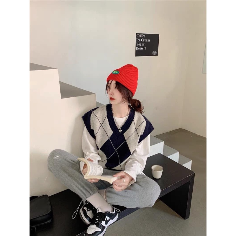 [ÁO LEN NỮ] Áo Gile Len Cổ V, Áo Sát Nách Phong Cách Hàn Quốc Mix Sơ Mi Cực Vintage | BigBuy360 - bigbuy360.vn