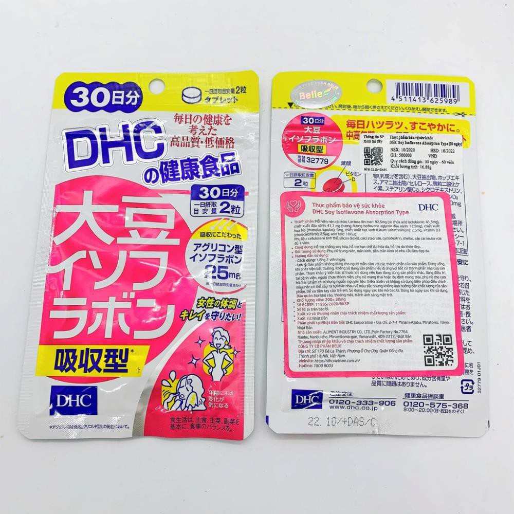 Viên Uống DHC Tăng Vòng 1 Mầm Đậu Nành Soy Isoflavone Absorption Type Gói 30 Ngày