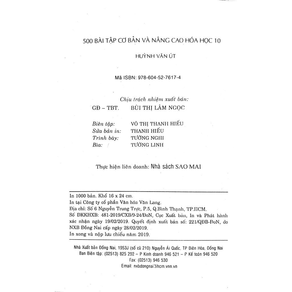 [Mã LT50 giảm 50k đơn 250k] Sách - 500 Bài Tập Cơ Bản Và Nâng Cao Hóa Học Lớp 10