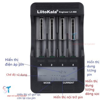 Bộ Sạc Pin Đa Năng Liitokala LII-500 Sạc 4 Pin 26650-18650-14500-16340 Loại Xịn