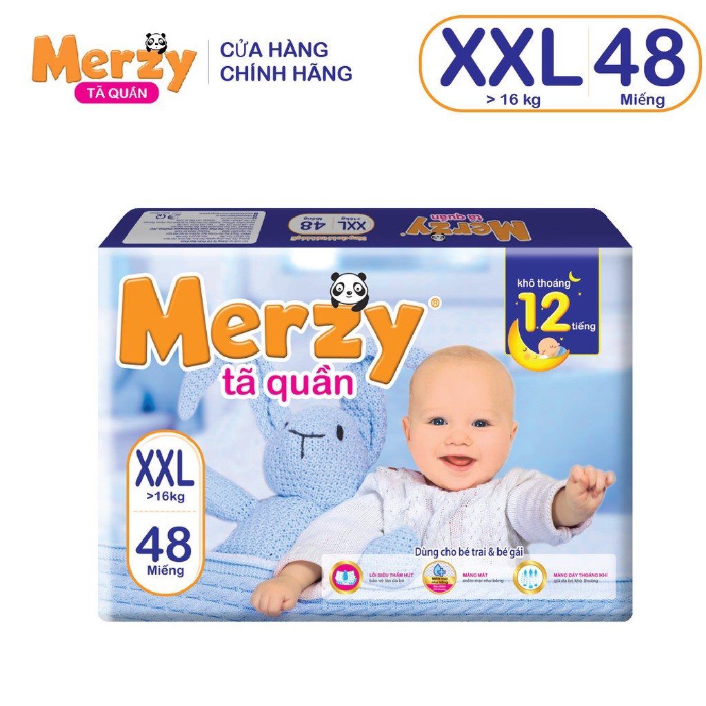 Tã quần Merzy siêu thấm M72/ L64/ XL56/ XXL48 gói siêu đại