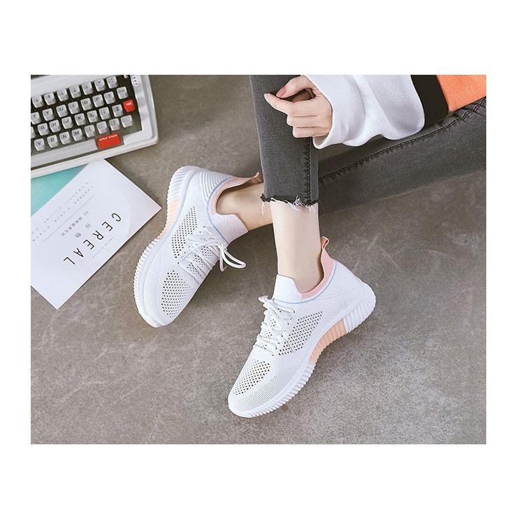 Giày Thể Thao Nữ Trắng Sneaker Dễ Thương Mắt Lưới Cao Cấp Phong Cách Sporty Cá Tính Thích Hợp Đi Học Công Sở Du Lịch