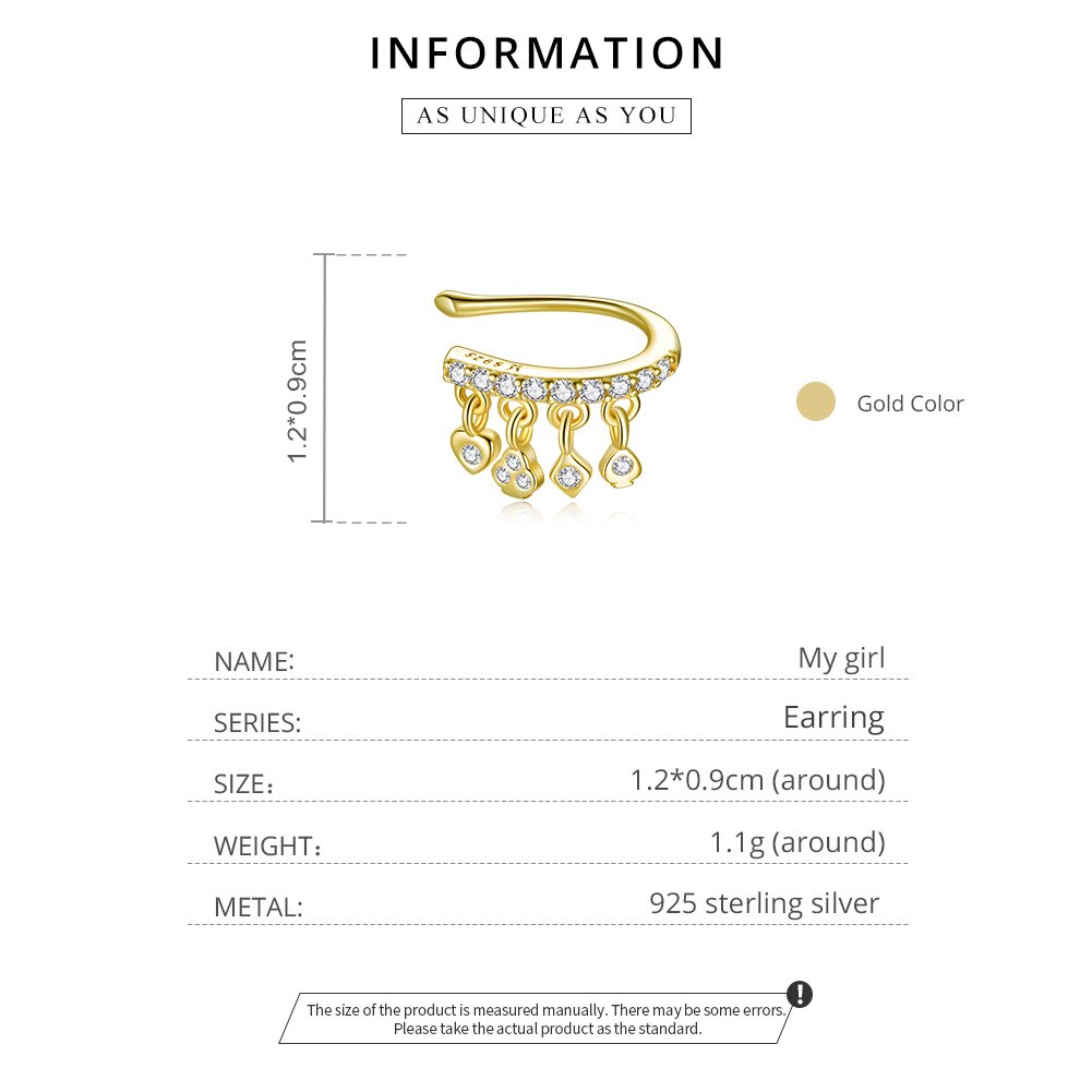 BAMOER 1 Khuyên Vành Tai bạc 925 Hình Lá Bài Poker SCE1075