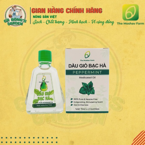 Dầu Gió Bạc Hà Mát Dịu Thông Mũi Giảm Say Xe  The Moshav Farm Hộp 2 chai 7ml