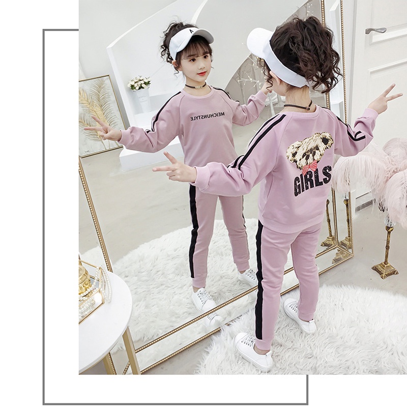 Bộ quần áo thu đông &quot;GIRLS&quot; 14-45kg cho bé gái 4-14 tuổi. Vải dày dặn. Thiết kế đẹp, xinh xắn. G44