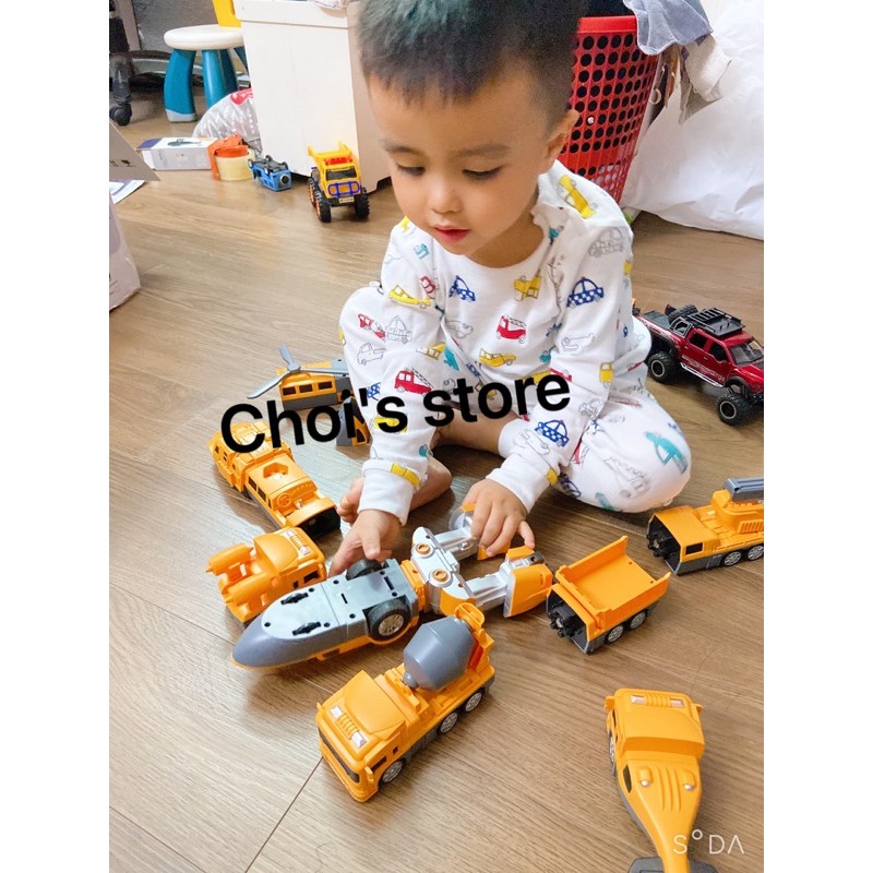 Đồ chơi ô tô, máy bay nam châm biến hình, lắp ráp robot nhiều chi tiết