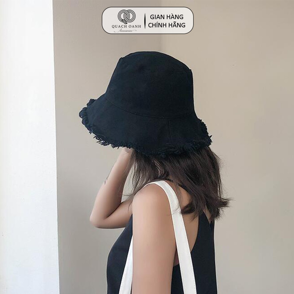 Mũ nón bucket QO ACCESSORIES vành rộng tai bèo tua rua nam nữ MU54