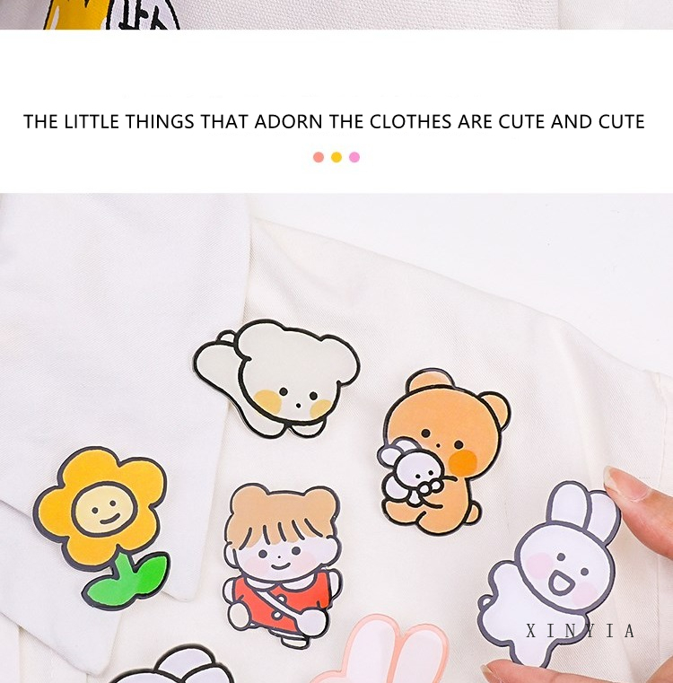 Cô gái hoạt hình đáng yêu Hoa Thỏ Gấu Ghim Trâm cài áo cho Quần áo Túi xách