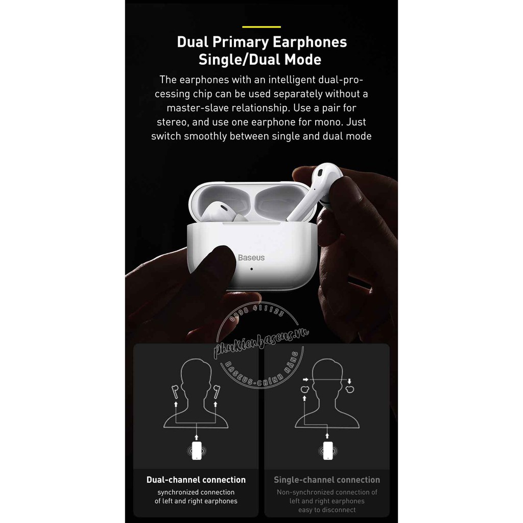  Tai nghe không dây true wireless Baseus Encok True Wireless Earphones W3 (24 giờ sử dụn