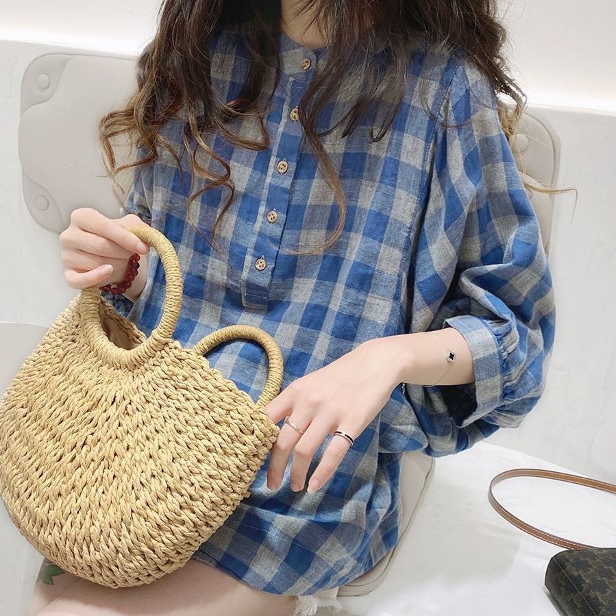 Áo Sơ Mi Tay Cánh Dơi 3 / 4 Phong Cách Hàn Quốc Cho Nữ