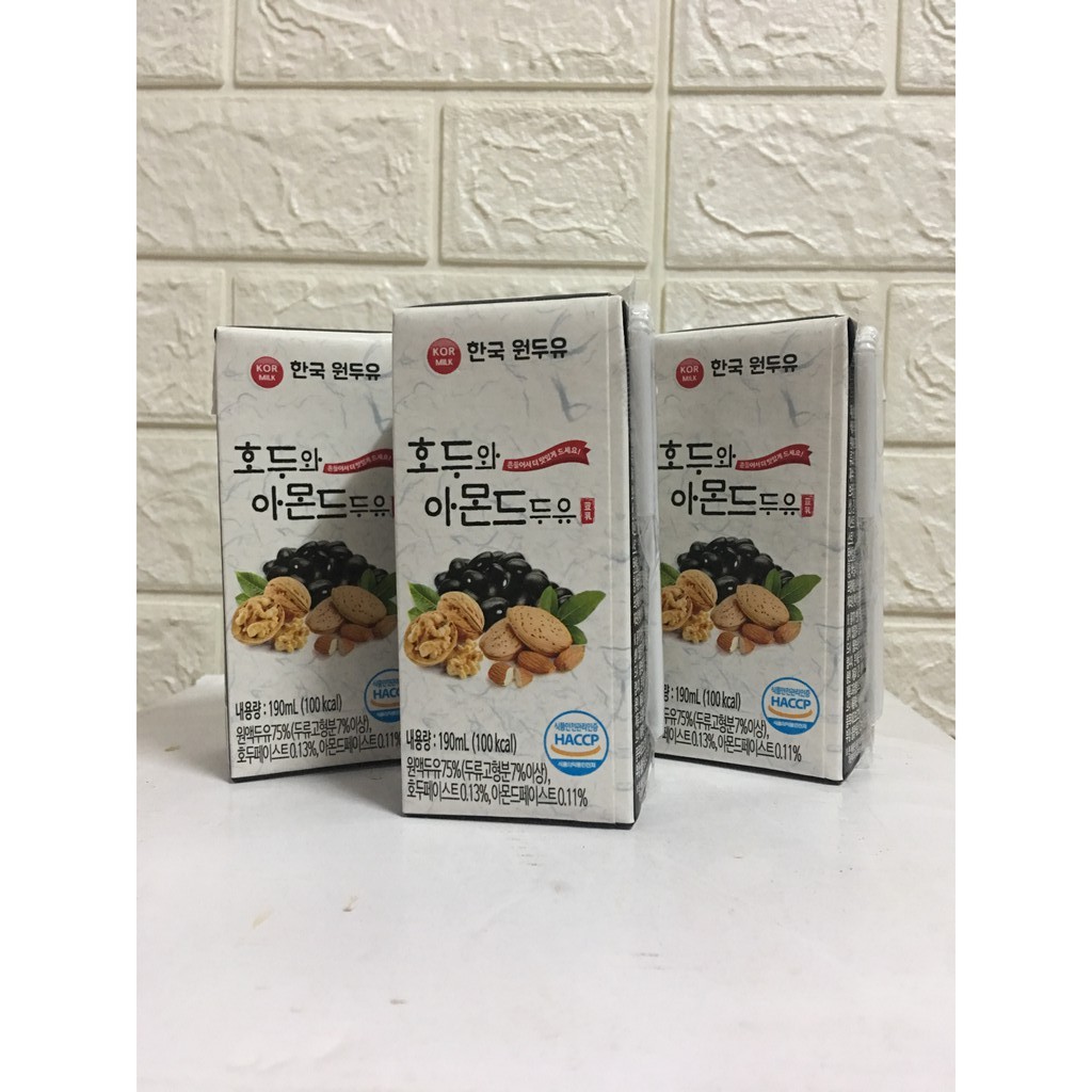 16 hộp Sữa hạt óc chó hạnh nhân đậu đen KOR MILK Hàn Quốc