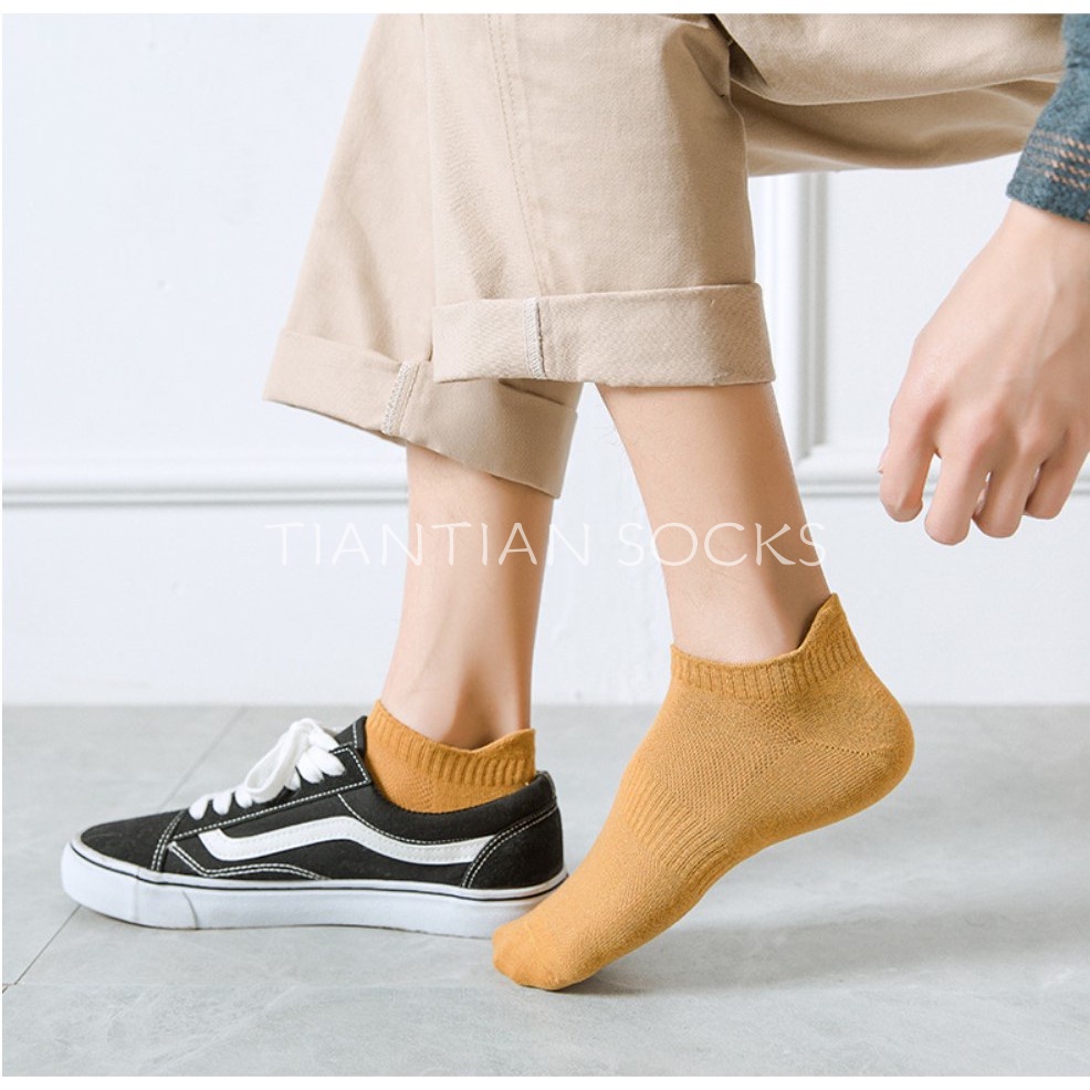 TIANTIAN T049 Tất bằng cotton cổ thấp thoáng khí chống mòn nhiều màu sắc cho nam