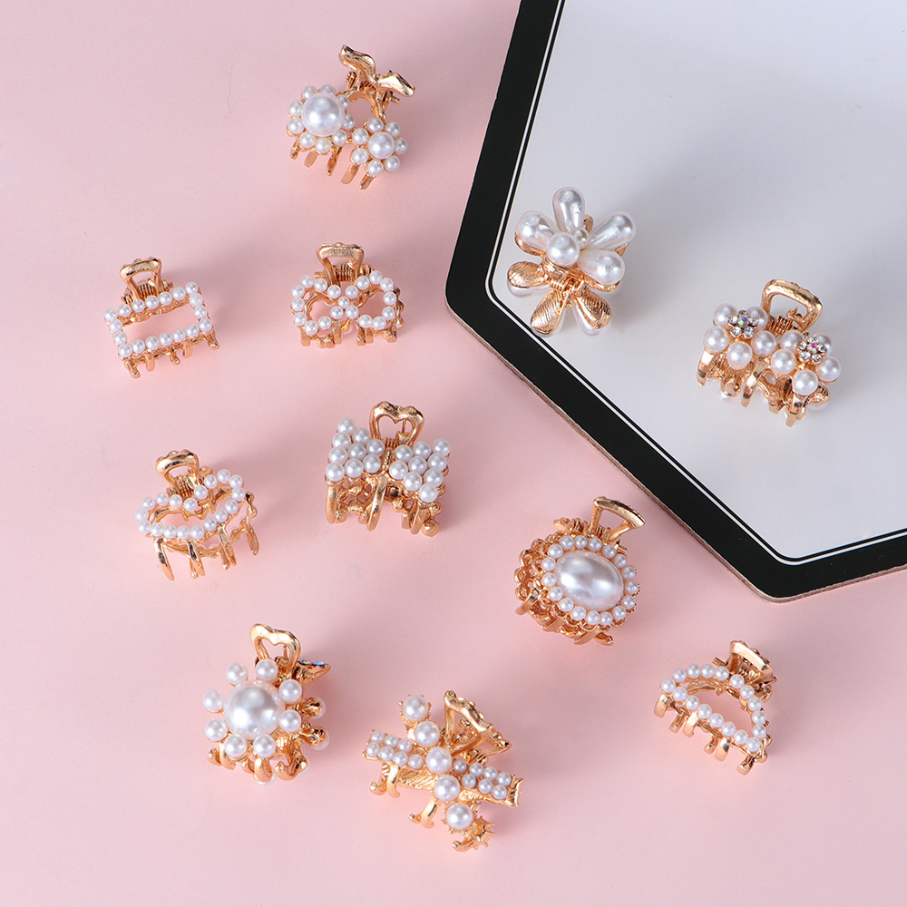 Kẹp Tóc Càng Cua Mini Đính Ngọc Trai Nhân Tạo Cho Nữ