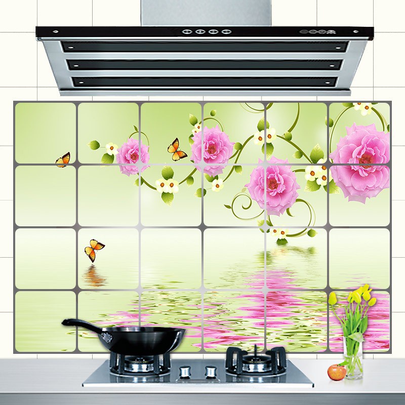 MIẾNG DÁN TƯỜNG NHÀ BẾP CHỊU NHIỆT CHỐNG BỤI BẨN DẦU MỠ 75x45 và 60x90cm