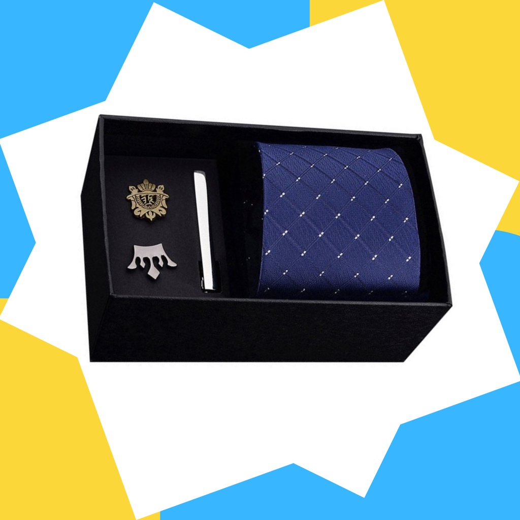 Set cà vạt bản to 8cm làm quà tặng cho Nam gồm cà vạt, kẹp cà vạt, ghim cài áo đóng hộp lịch sự CCV-12