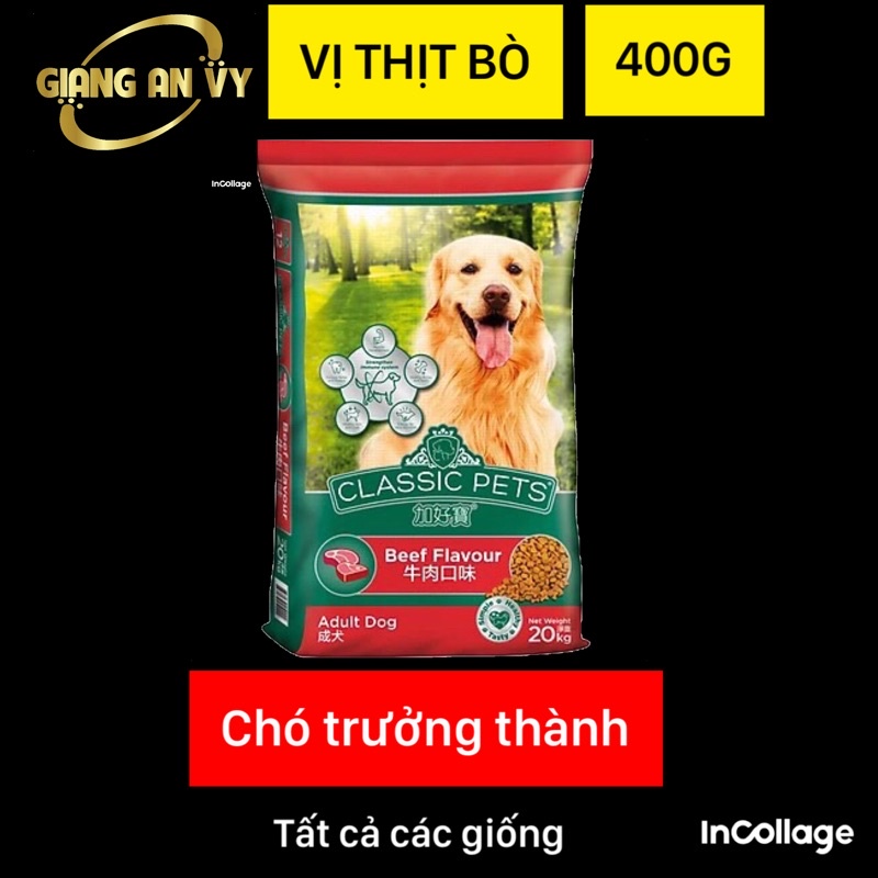 Combo 5 goi 400g Classic Pet thức ăn chó vị thịt bò (2kg)