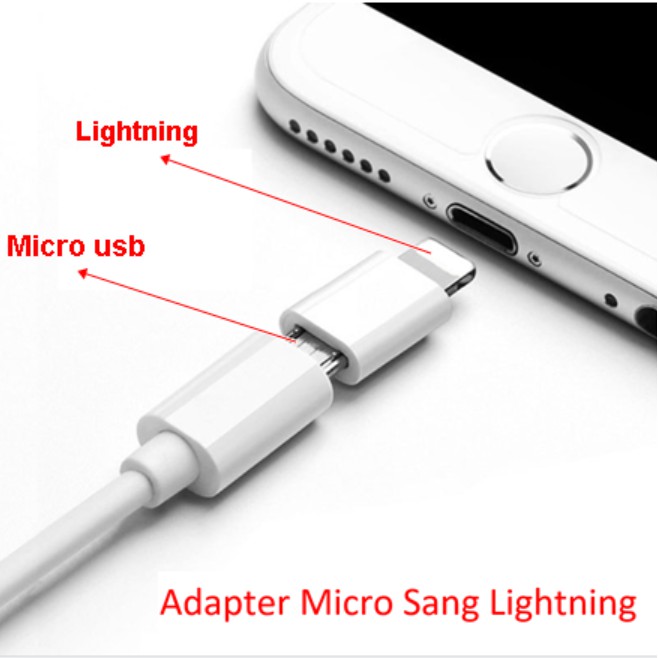 Đầu chuyển Adapter chuyển đổi từ đầu Micro USB sang đầu Lightning cho iPhone, iPad (Vào Micro USB ra Lightning)