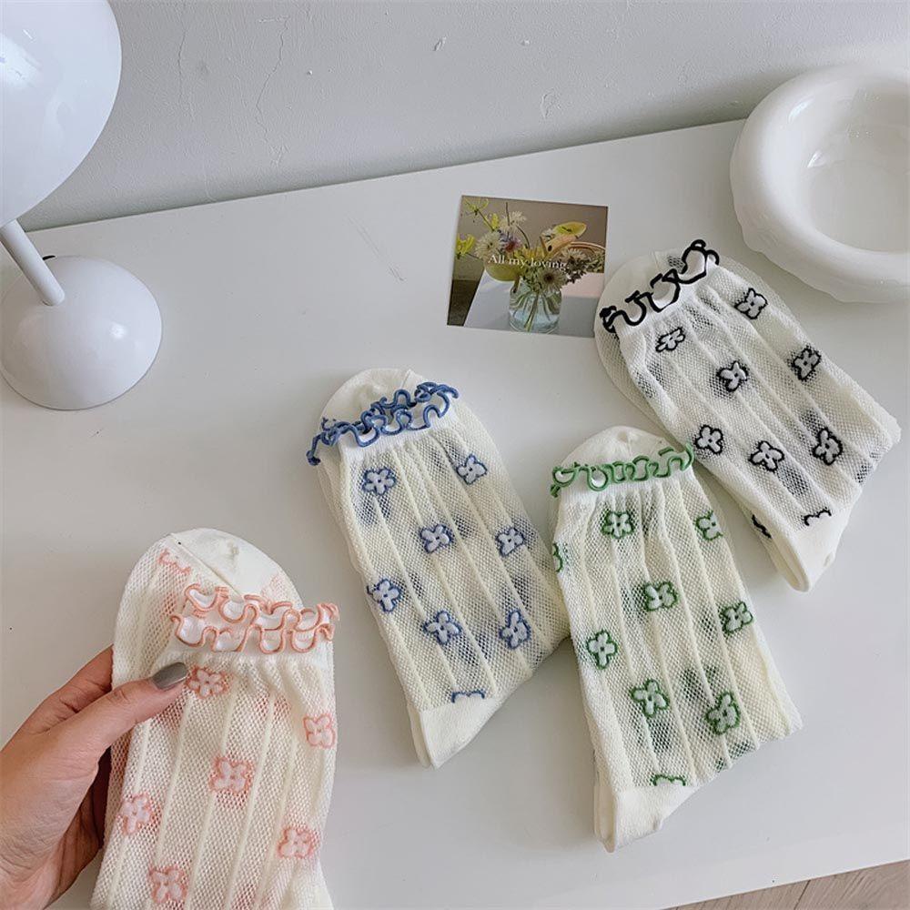 FORBETTER Vớ Lụa Trong Suốt Họa Tiết Kẻ Sọc Phong Cách Harajuku Ngọt Ngào Thanh Lịch Cho Nữ