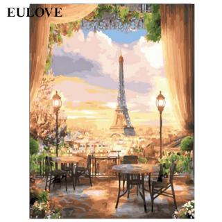 Bộ Tranh Sơn Dầu 40x50cm Tự Làm Họa Tiết Hoàng Hôn Paris Sang Trọng Dùng Để Trang Trí Nhà Tiện Dụng + Phụ Kiện