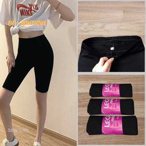 Quần legging lửng thái nâng mông đùi nữ ngố cạp cao lưng thun siêu co giãn