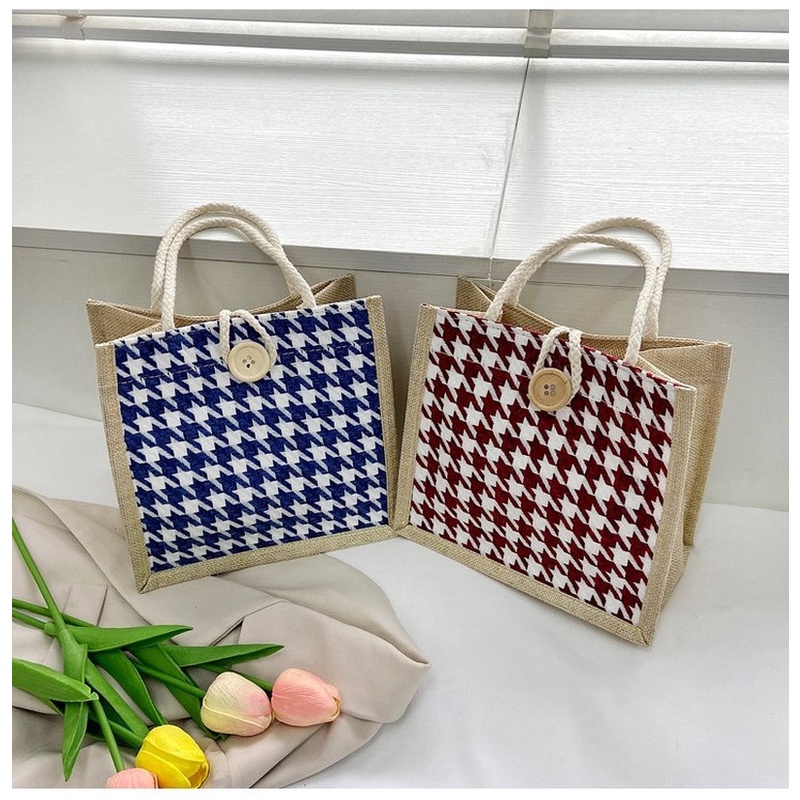 Túi tote vải lanh mini in họa tiết phong cách Nhật Bản thời trang cho nữ