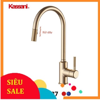 Vòi bồn rửa chén rút dây, Vòi chén nóng lạnh cao cấp Kassani KS-5827