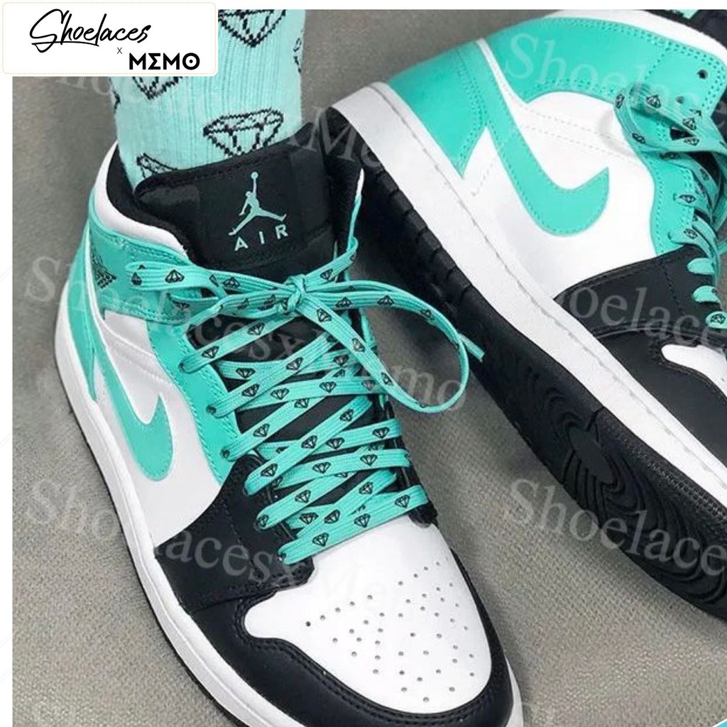 Dây Giày Custom AJ1 Turbo Green Kim Cương- Dây Giày Xanh Tiffany Bạc Hà AF1 AJ1