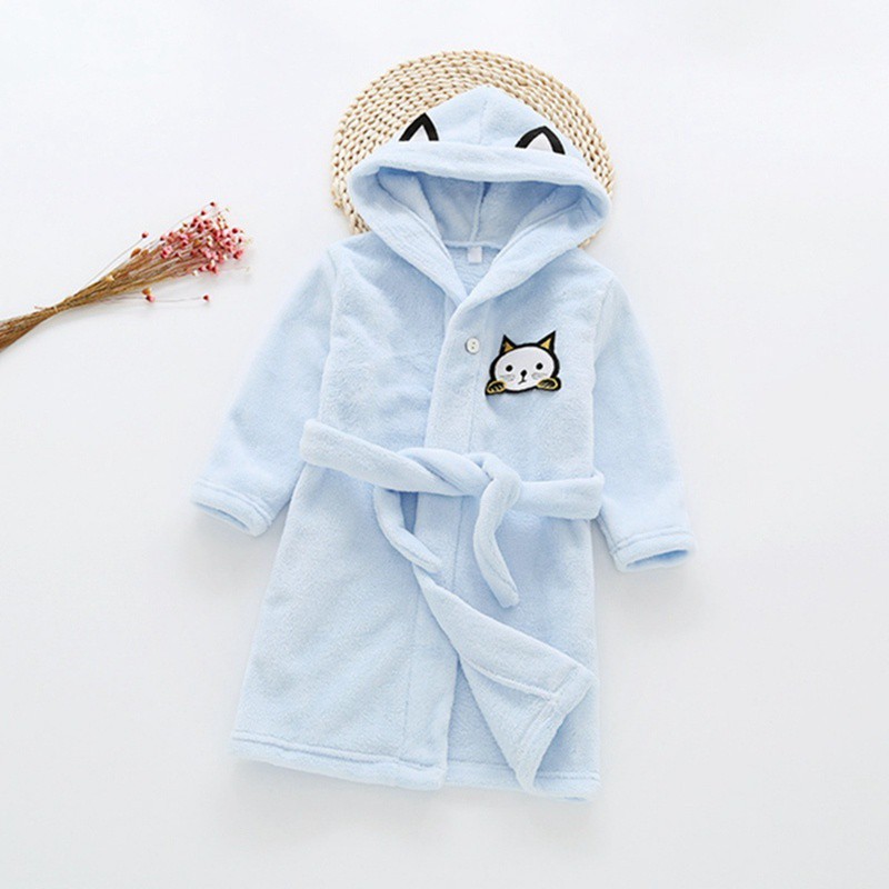 Áo choàng ngủ vải cotton họa tiết hoạt hình cho bé